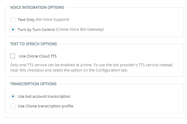 The Voice page in the configuration wizard in Virtual Agent Hub.