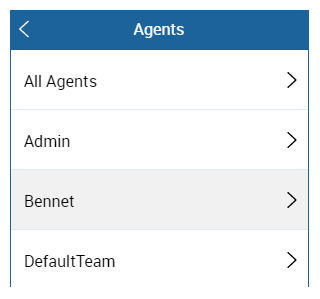 Image of the Agents address book, displaying all the teams in an organization.