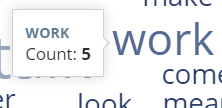 Example of details for the word "work". The count displays as 5.