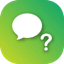 The Askcaller action icon - a chat bubble with a question mark on a yellow-green background.