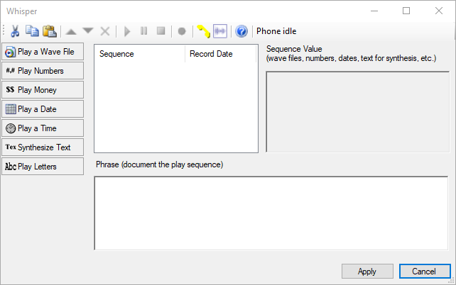The Sequence Editor, where you can create a prompt for the script to play.