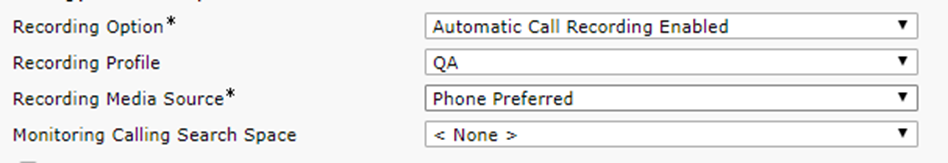 A screenshot showing the Recording options configured as described in the task. 