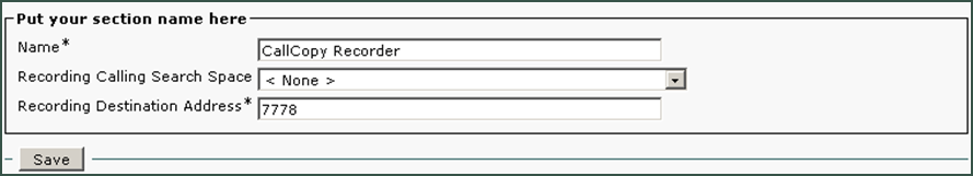 The Recording Profile page showing the Put your section name here section. 