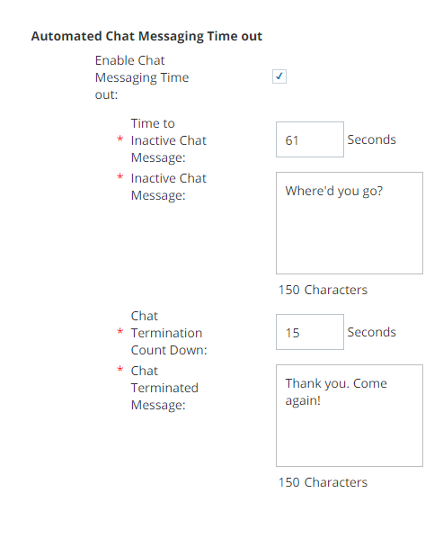 chat messaging timeout settings