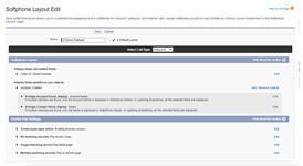 Softphone Layout Edit Screen in Salesforce.