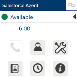 Screenshot of Salesforce Agent Classic. A dark blue bar at the top, with a grid of gray icons.