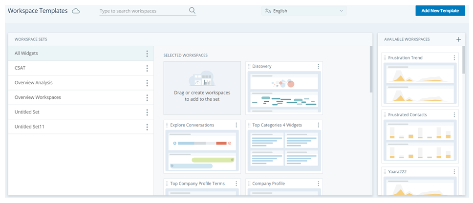 Screenshot of workspace templates page