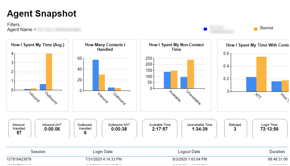 An example of the Agent Snapshot report.