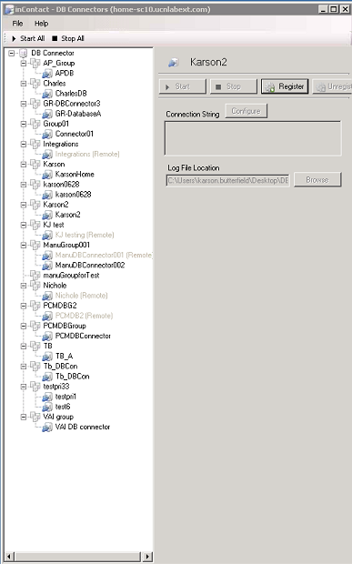 The DB Connector window.