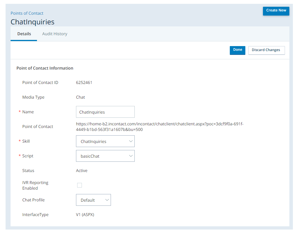 Editing the Point of Contact page to assign a skill to the POC.