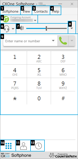 Image of CXone Softphone interface.