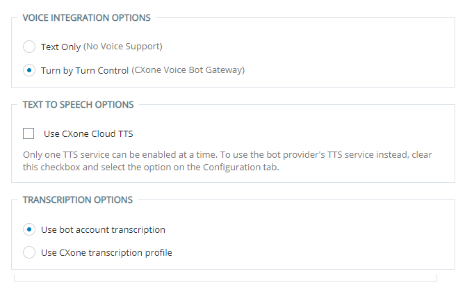 The Voice page in the configuration wizard in Virtual Agent Hub.