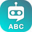Das Symbol für die Aktion Textbot Exchange. Es ist eine Chatblase, die Roboteraugen enthält. Oben befindet sich eine Antenne, unter der die Buchstaben ABC angezeigt werden.