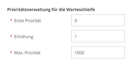 Einstellungen für Prioritätsverwaltung in Warteschlange