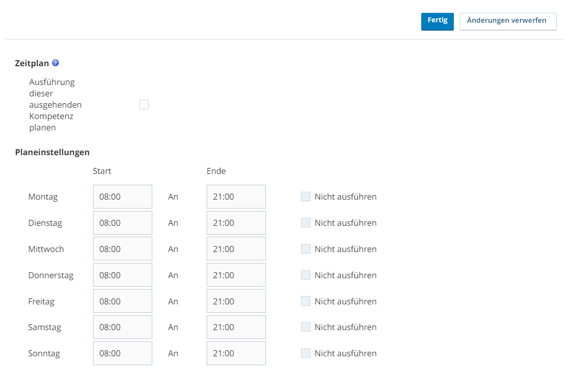 Screenshot eines automatischen Zeitplans für PC-Skills