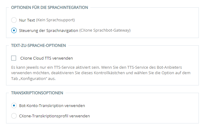 Die Seite Sprache im Konfigurationsassistenten in Virtual Agent Hub.