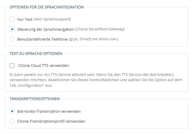 Die Seite Sprache im Konfigurationsassistenten in Virtual Agent Hub.