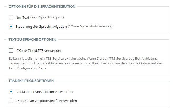 Die Seite Sprache im Konfigurationsassistenten in Virtual Agent Hub.