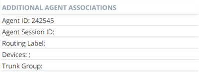 Die Tabelle "Agentenzuordnungen" mit Daten für "Agenten-ID", "Agenten-Sitzungs-ID", "Weiterleitungsbezeichnung", "Geräte" und "Verbindungsleitungsgruppe".