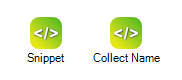 Zwei Snippet-Aktionen, eine mit der Standardbeschriftung und eine mit einer benutzerdefinierten Beschriftung.