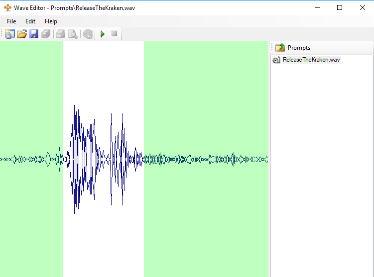 Der Wave-Editor, mit dem Sie sofortige WAV-Dateien bearbeiten können.