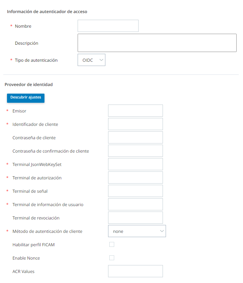 Captura de pantalla de la pestaña OpenID Connect de una unidad de negocio en modo de edición