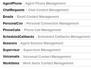 La lista de llamadas a la API para la API del Agente en el Portal para Desarrolladores.
