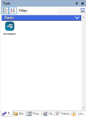 Una nueva paleta con una categoría llamada Básico, que contiene una acción.