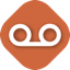 El icono para el tipo de secuencia de comandos de correo de voz, un símbolo que parece una cinta de casete, dos círculos sentados en una línea horizontal.