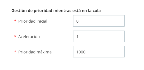 Gestión de prioridades en la configuración de la cola