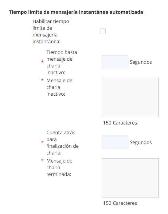 configuración de tiempo de espera de mensajería de chat