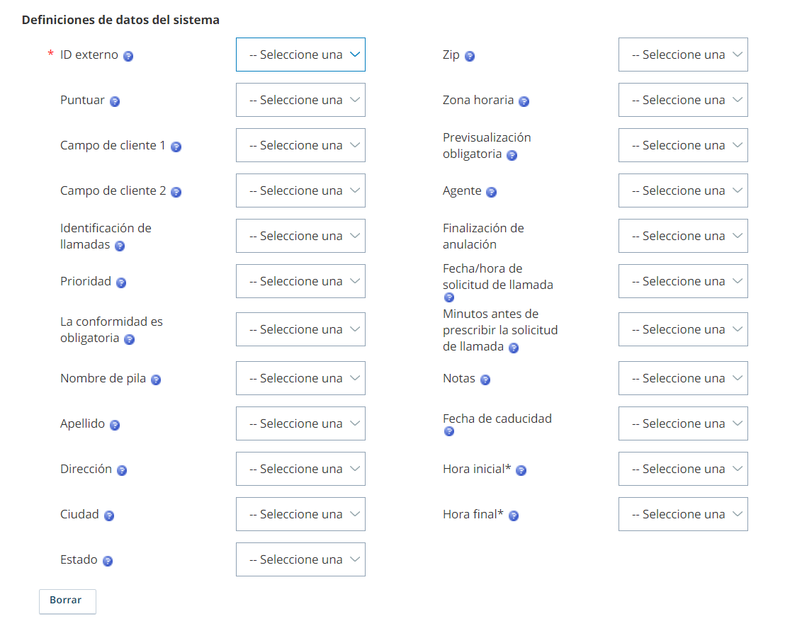 Captura de pantalla de la página Field Mapping del asistente de carga de la lista de llamadas de CXone