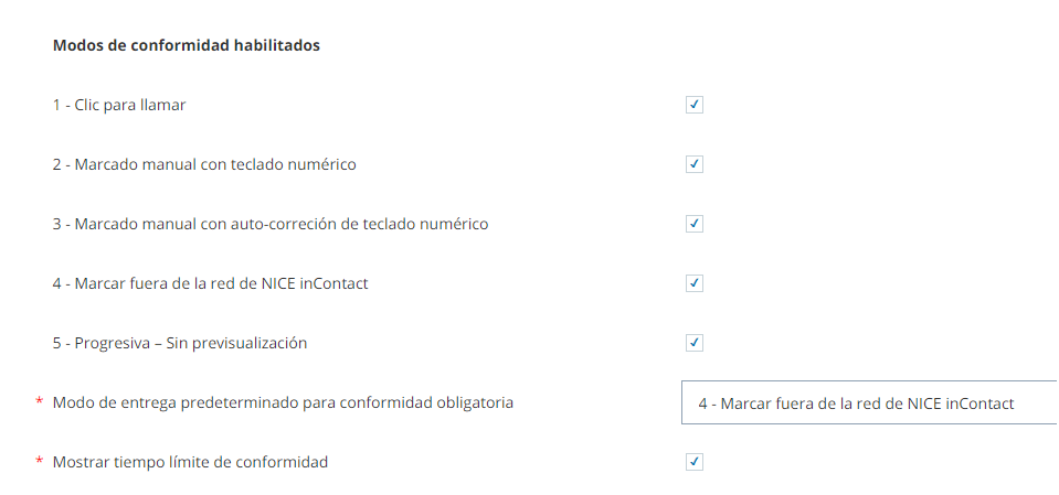 Imagen de la configuración de cumplimiento de la unidad de negocio