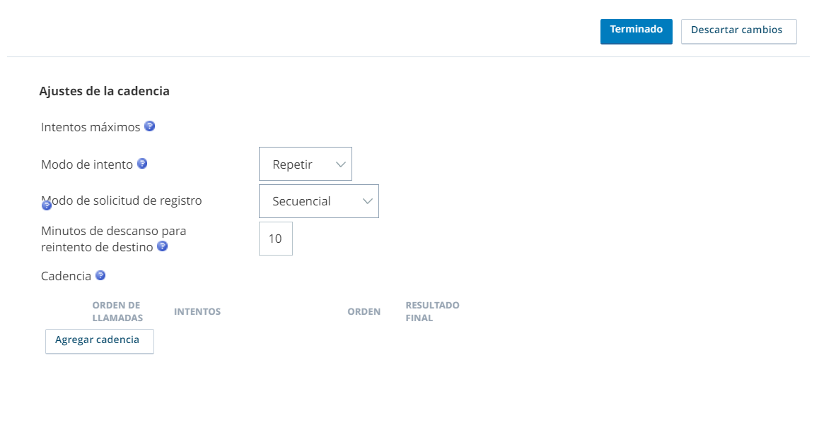 Captura de pantalla de la configuración de cadencia de una habilidad de PC, incluidas las restricciones para los días de semana