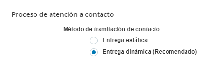 Imagen de la configuración de entrega dinámica en la configuración de la unidad de negocio.