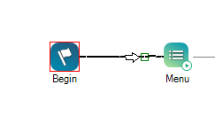 Un punto de anclaje en el conector entre dos acciones.