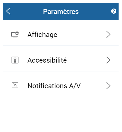 Image des options de niveau supérieur dans la fenêtre contextuelle de la page Paramètres dans MAX.