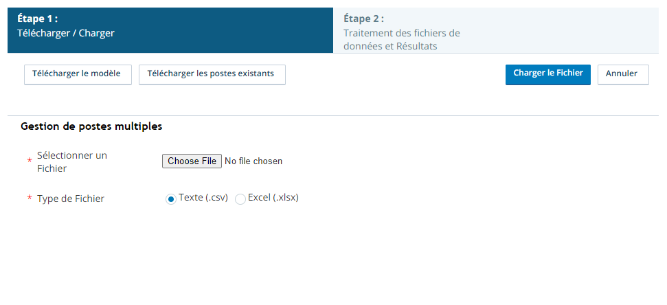 Image du formulaire de téléversement en masse de la station