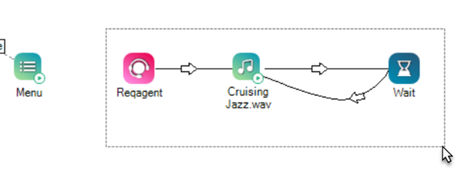 REQAGENT, MUSIC, WAIT 주위에 그려진 선택 상자입니다.