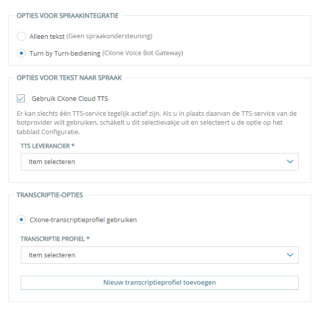 De pagina Spraak in de configuratiewizard in Virtuele Agent Hub.