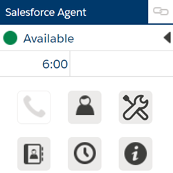 Captura de tela do Salesforce Agent Classic. Uma barra azul-escuro na parte superior, com uma grade de ícones cinza.