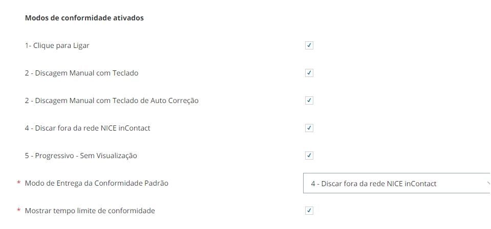 Imagem das configurações de conformidade da unidade de negócios