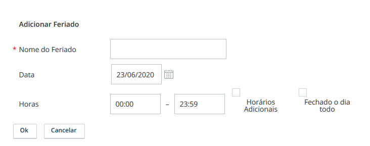 Imagem da caixa de diálogo Adicionar feriado