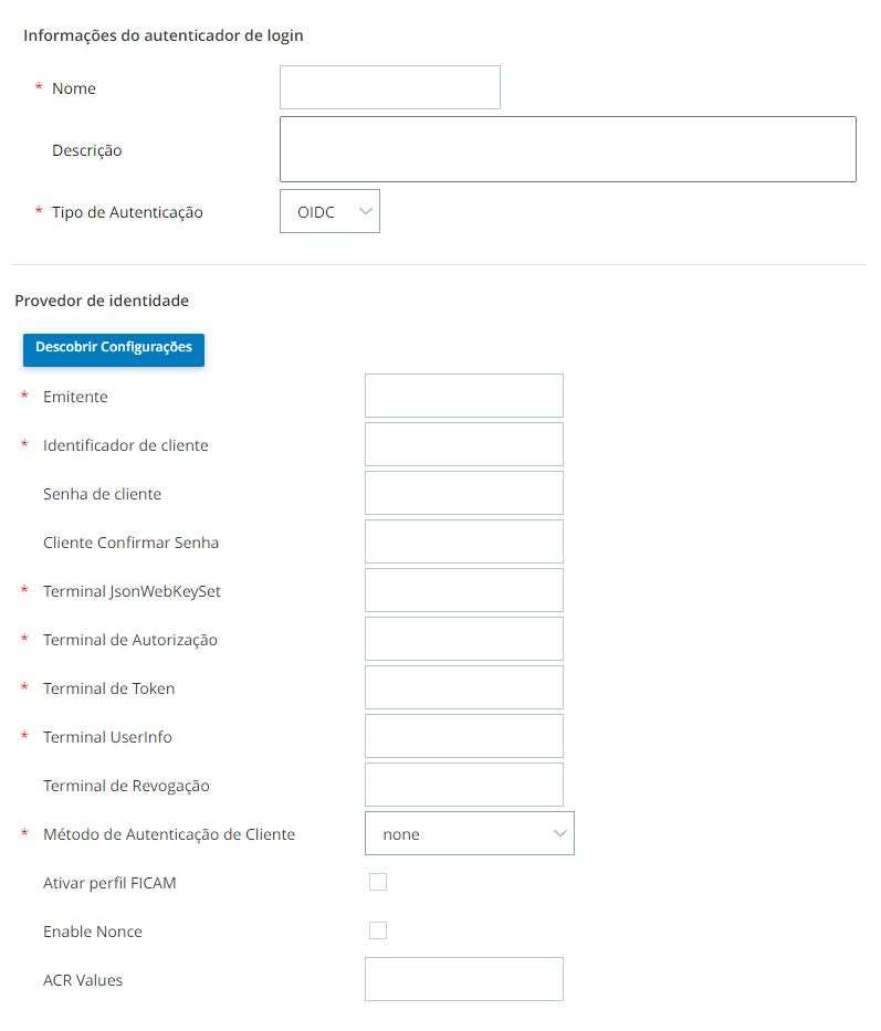 Captura de tela da guia OpenID Connect de uma unidade de negócios no modo de edição