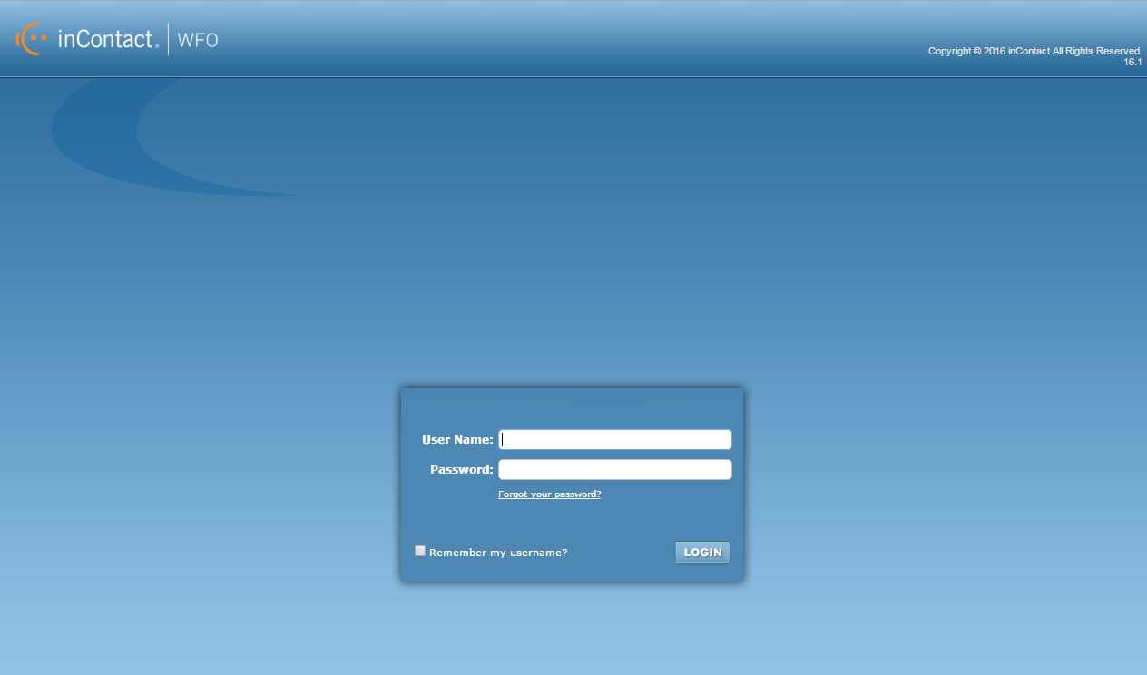 Log In To The inContact WFO Web Portal