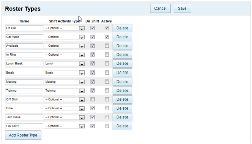 Page Details: Roster Types