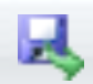 軟碟的圖示，有一個綠色的箭頭指向外面。